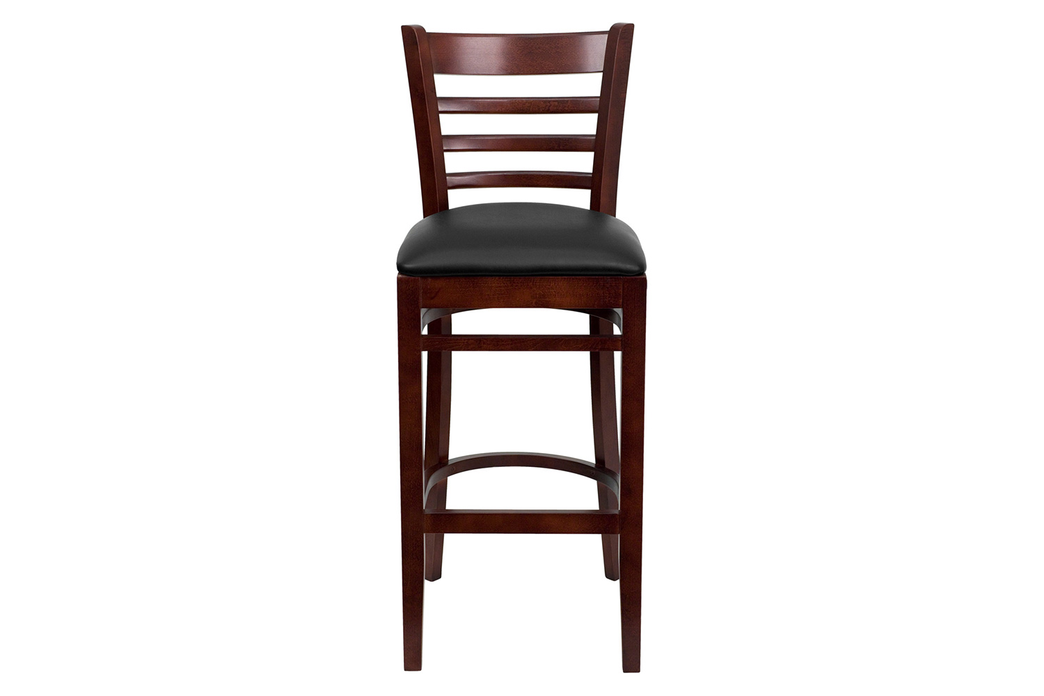 BLNK HERCULES Series Mahogany Wood Ladder Back Restaurant Bar Stool with Vinyl Seat - Black