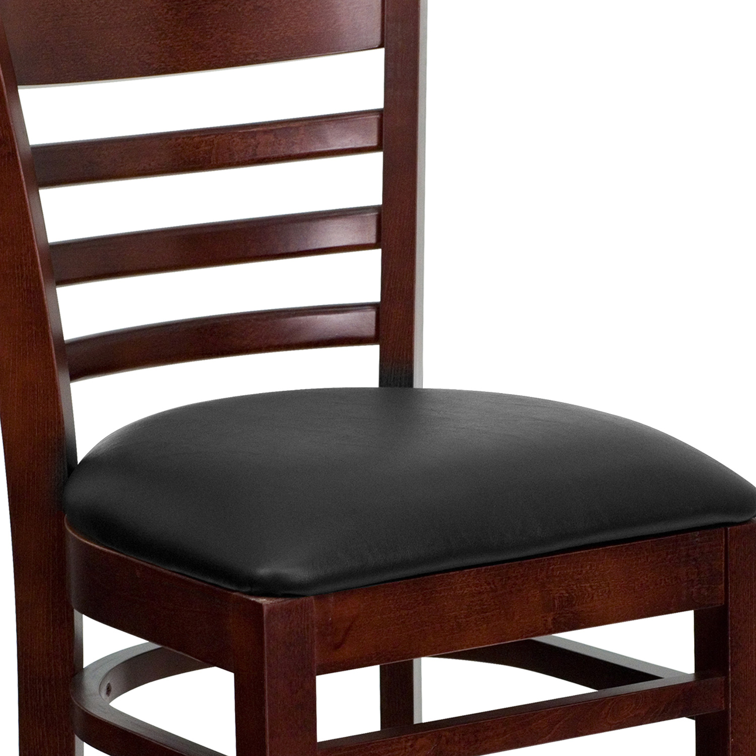 BLNK HERCULES Series Mahogany Wood Ladder Back Restaurant Bar Stool with Vinyl Seat - Black