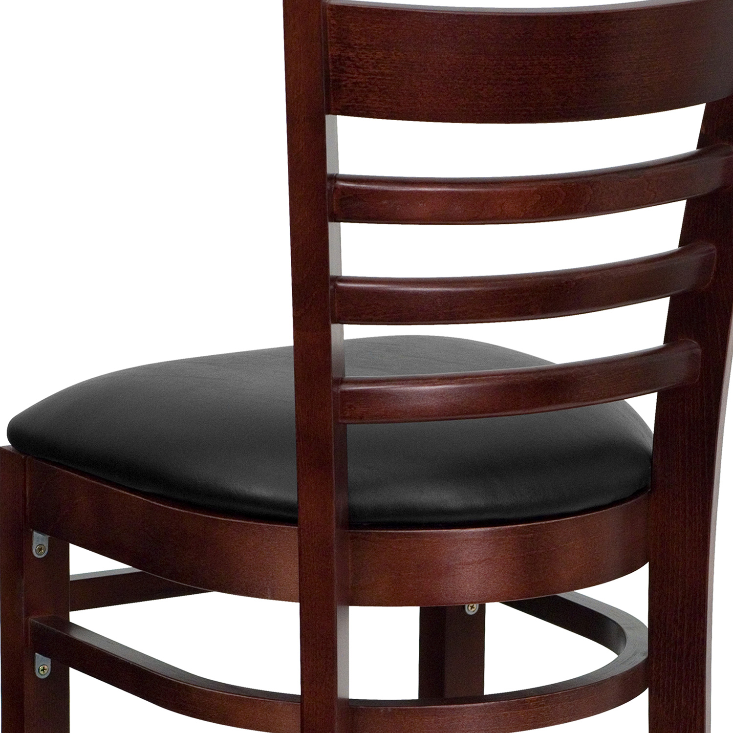 BLNK HERCULES Series Mahogany Wood Ladder Back Restaurant Bar Stool with Vinyl Seat - Black