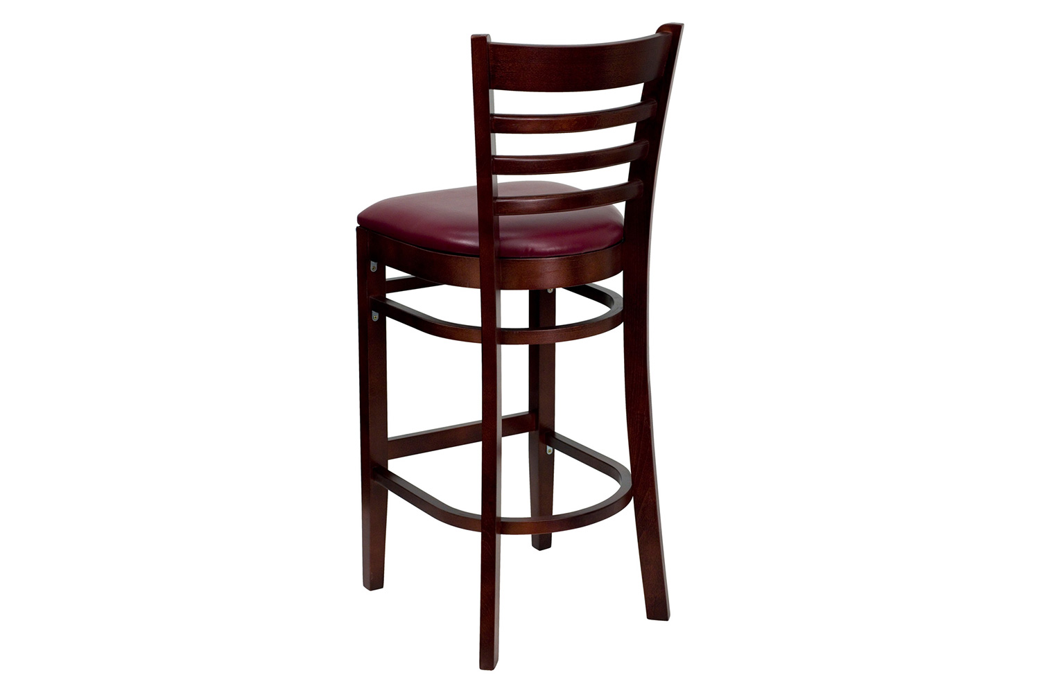 BLNK HERCULES Series Mahogany Wood Ladder Back Restaurant Bar Stool with Vinyl Seat - Burgundy