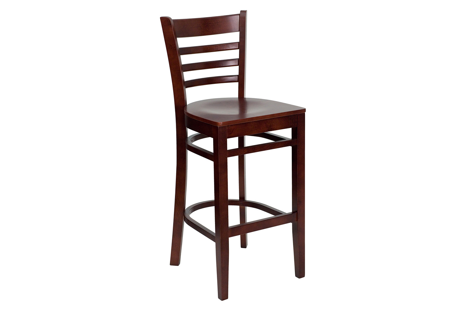 BLNK HERCULES Series Mahogany Wood Ladder Back Restaurant Bar Stool