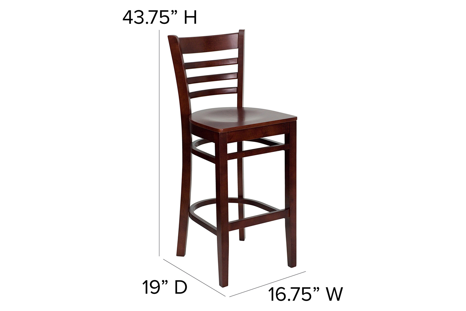 BLNK HERCULES Series Mahogany Wood Ladder Back Restaurant Bar Stool