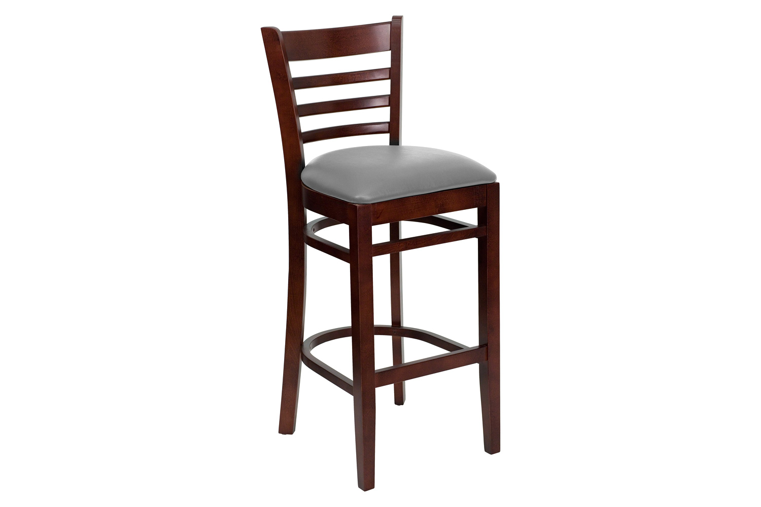 BLNK HERCULES Series Wood Ladder Back Restaurant Bar Stool with Custom Upholstered Seat