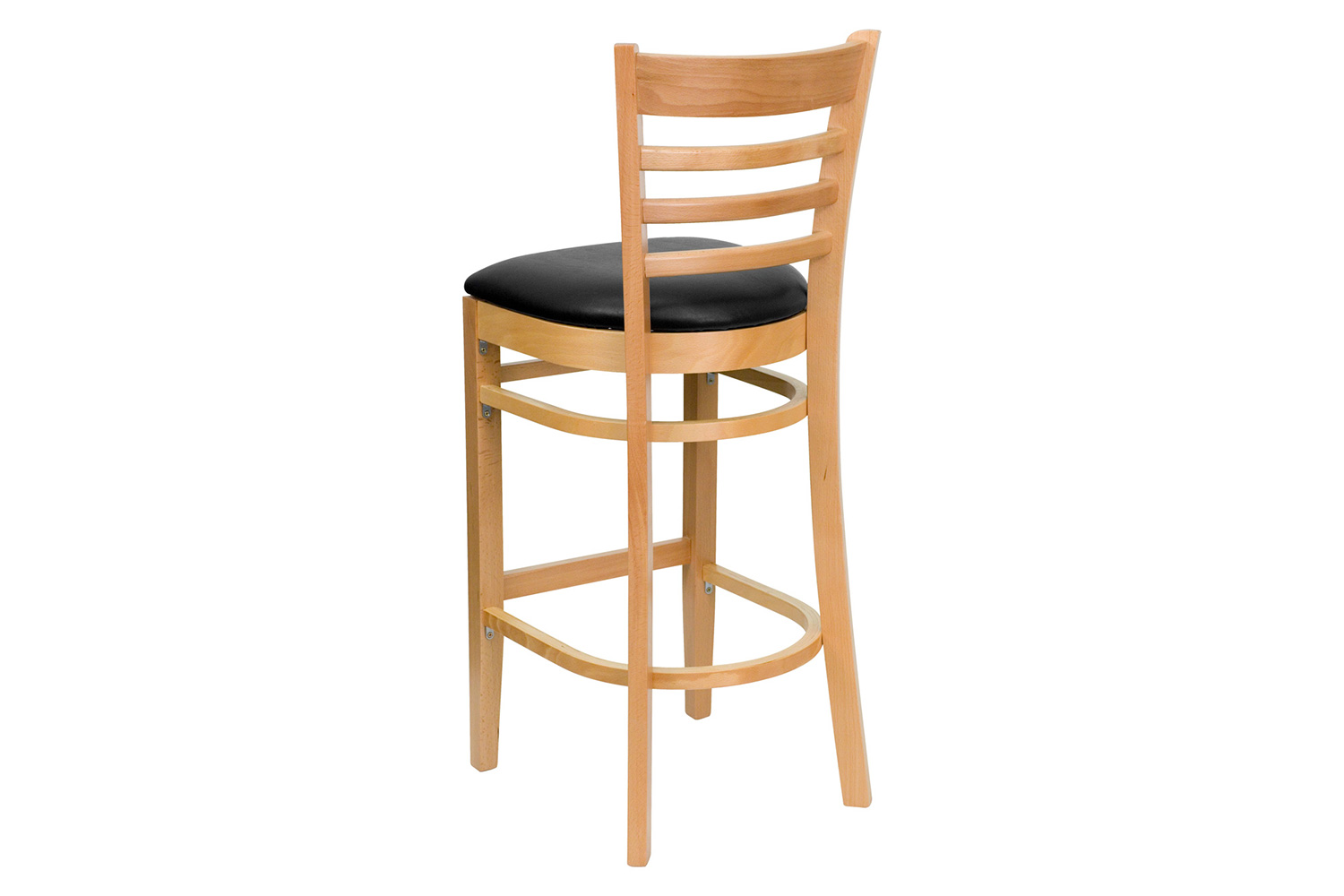 BLNK HERCULES Series Natural Wood Ladder Back Restaurant Bar Stool with Vinyl Seat - Black