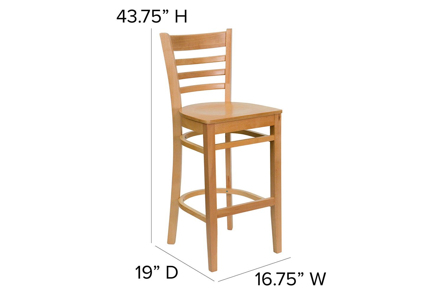 BLNK HERCULES Series Natural Wood Ladder Back Restaurant Bar Stool