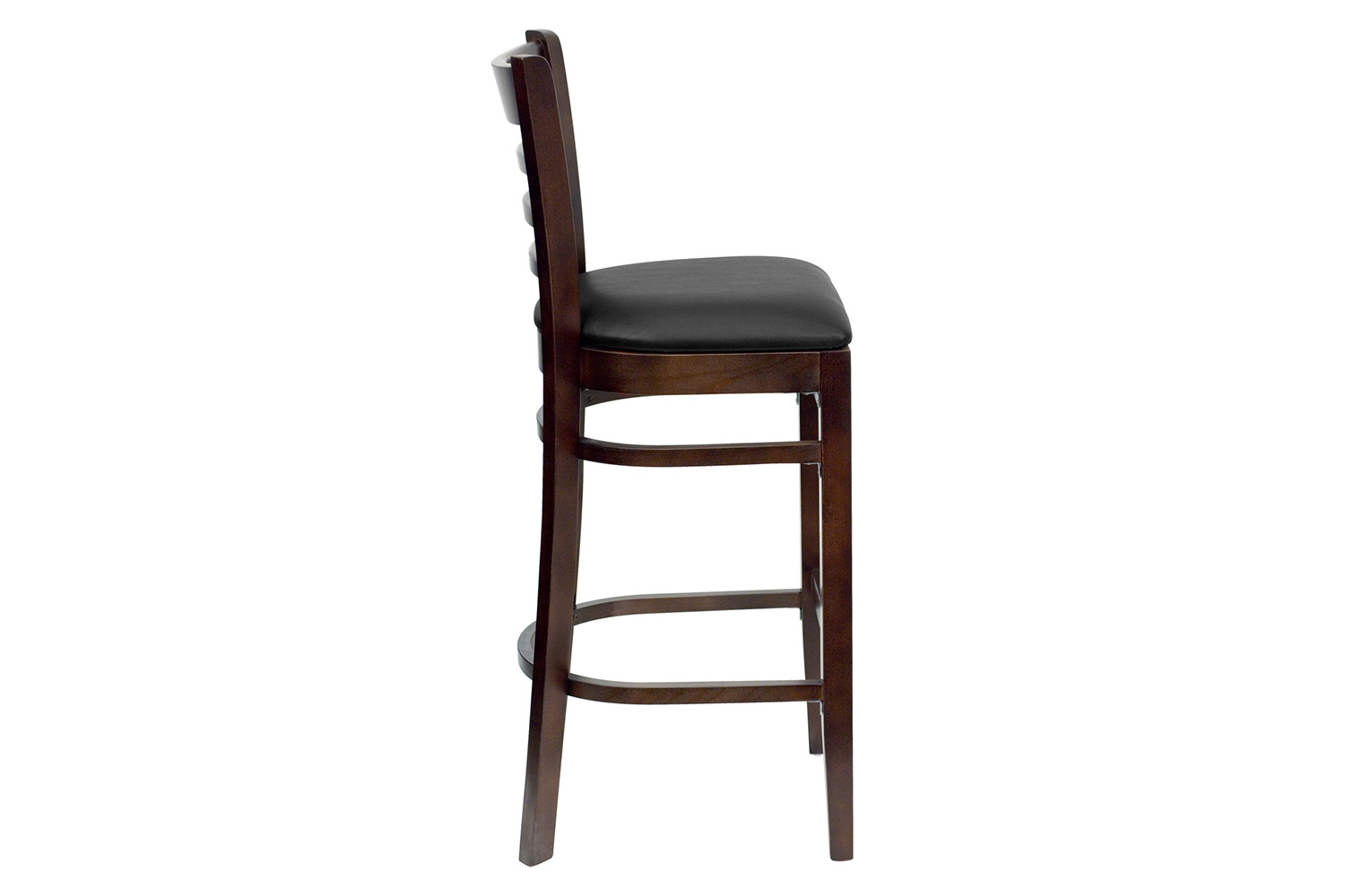 BLNK HERCULES Series Walnut Wood Ladder Back Restaurant Bar Stool with Vinyl Seat - Black