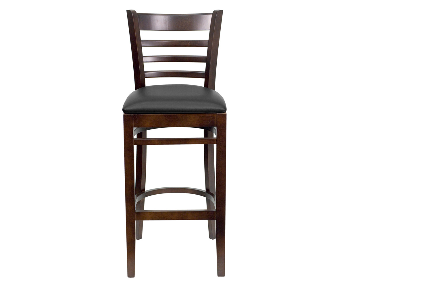 BLNK HERCULES Series Walnut Wood Ladder Back Restaurant Bar Stool with Vinyl Seat - Black