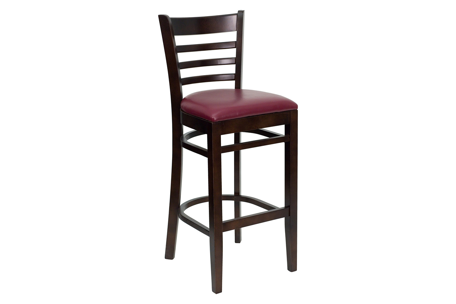 BLNK HERCULES Series Walnut Wood Ladder Back Restaurant Bar Stool with Vinyl Seat