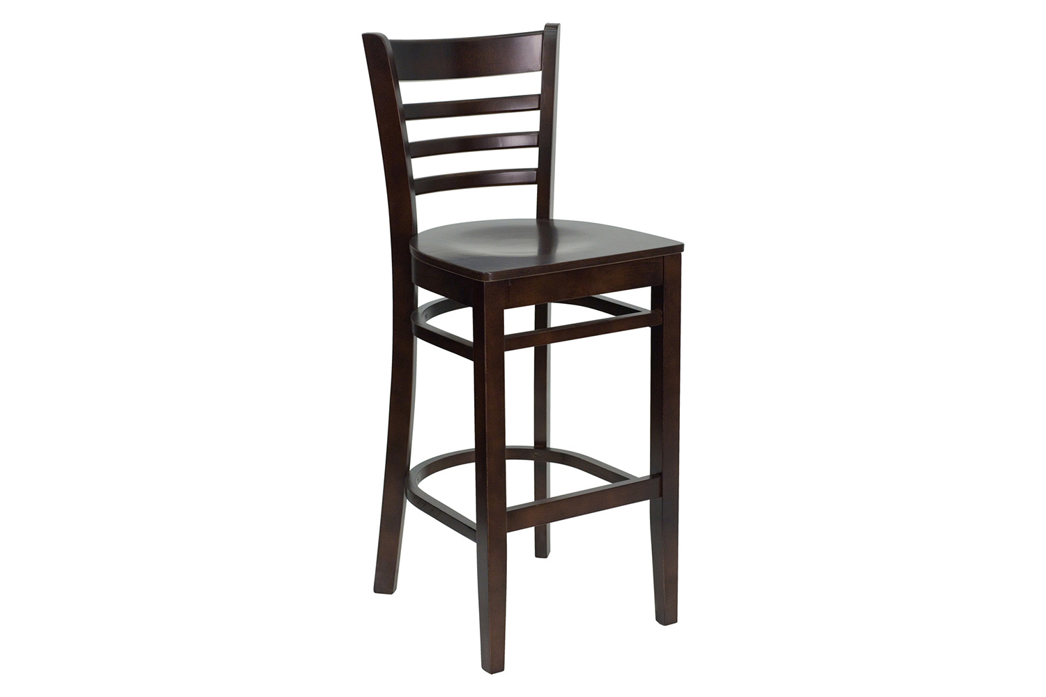 BLNK HERCULES Series Walnut Wood Ladder Back Restaurant Bar Stool