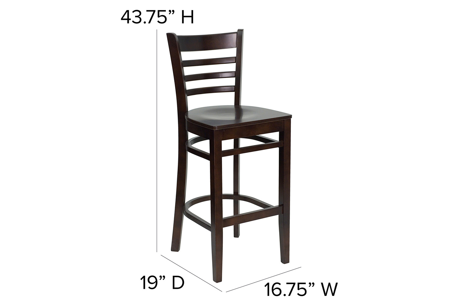 BLNK HERCULES Series Walnut Wood Ladder Back Restaurant Bar Stool