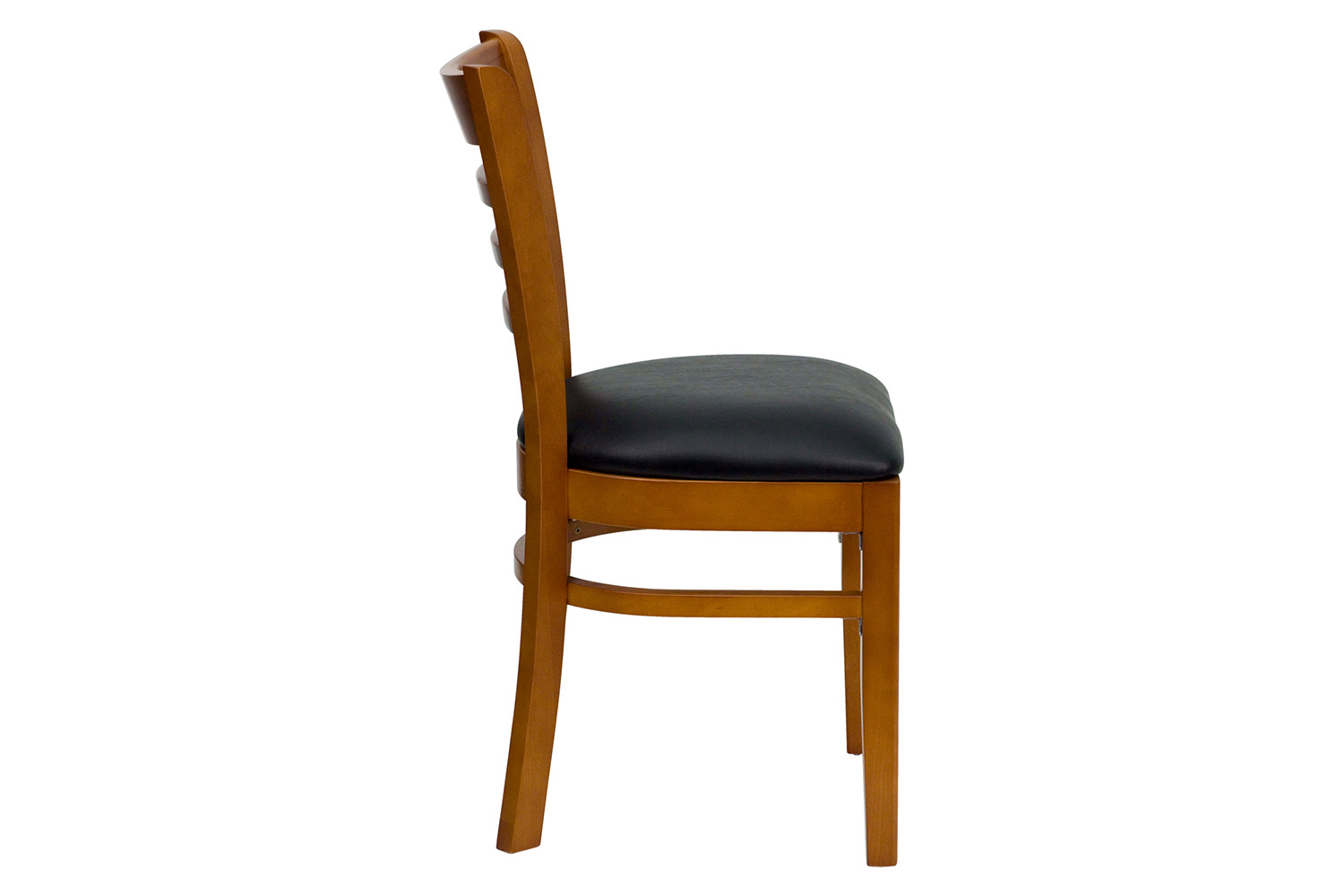 BLNK HERCULES Series Cherry Wood Ladder Back Restaurant Chair with Vinyl Seat - Black