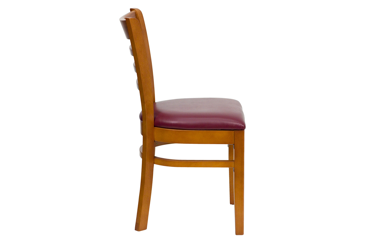 BLNK HERCULES Series Cherry Wood Ladder Back Restaurant Chair with Vinyl Seat - Burgundy