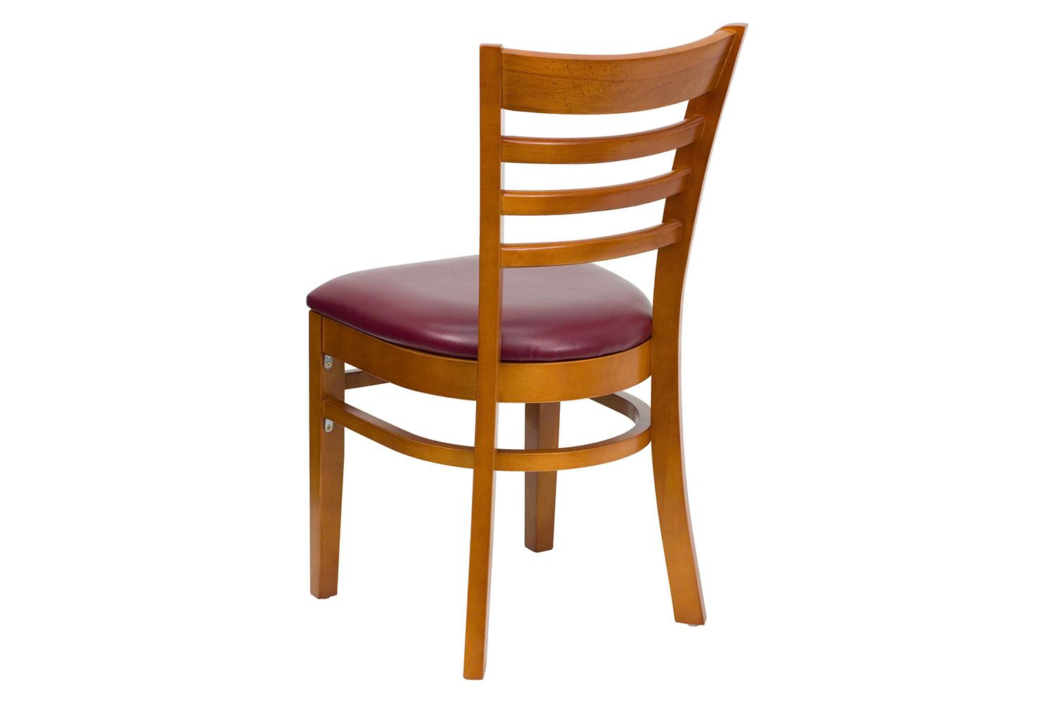 BLNK HERCULES Series Cherry Wood Ladder Back Restaurant Chair with Vinyl Seat - Burgundy