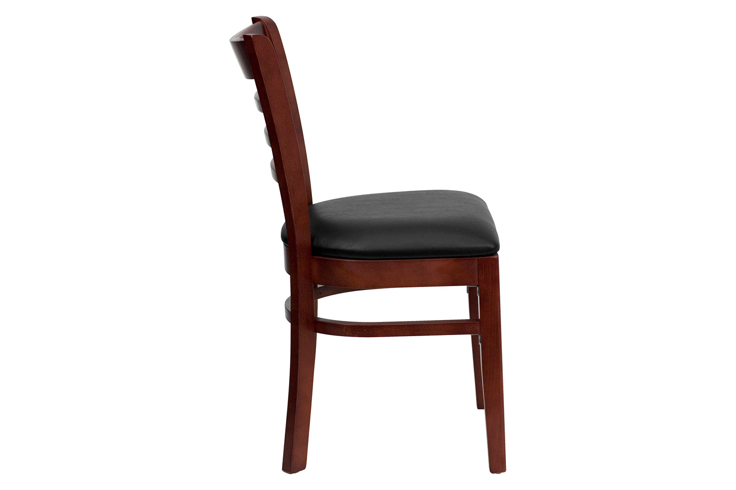 BLNK HERCULES Series Mahogany Wood Ladder Back Restaurant Chair with Vinyl Seat - Black