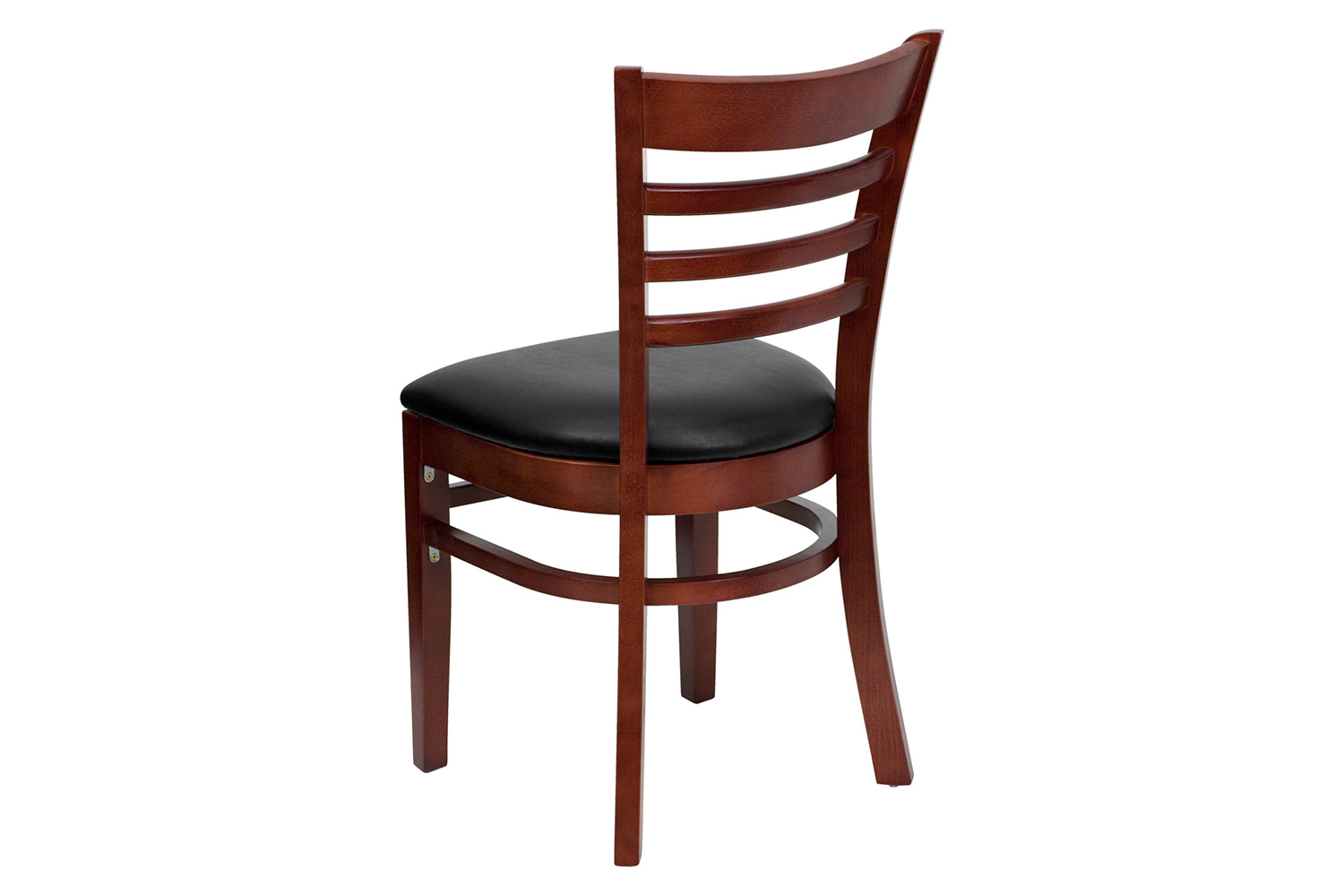 BLNK HERCULES Series Mahogany Wood Ladder Back Restaurant Chair with Vinyl Seat - Black