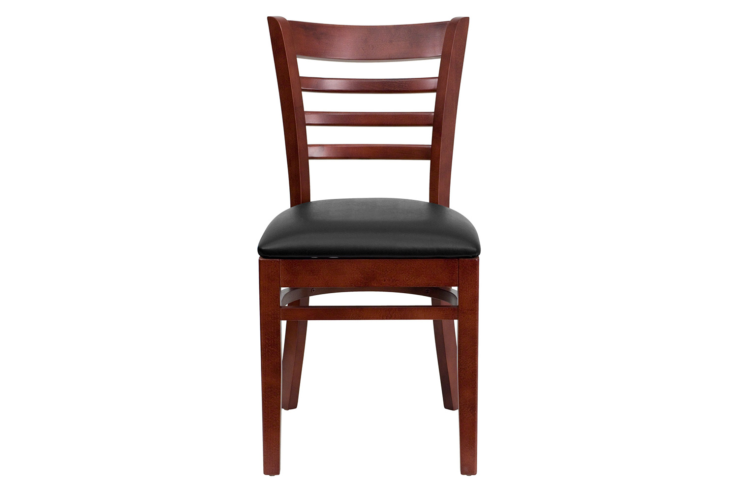 BLNK HERCULES Series Mahogany Wood Ladder Back Restaurant Chair with Vinyl Seat - Black