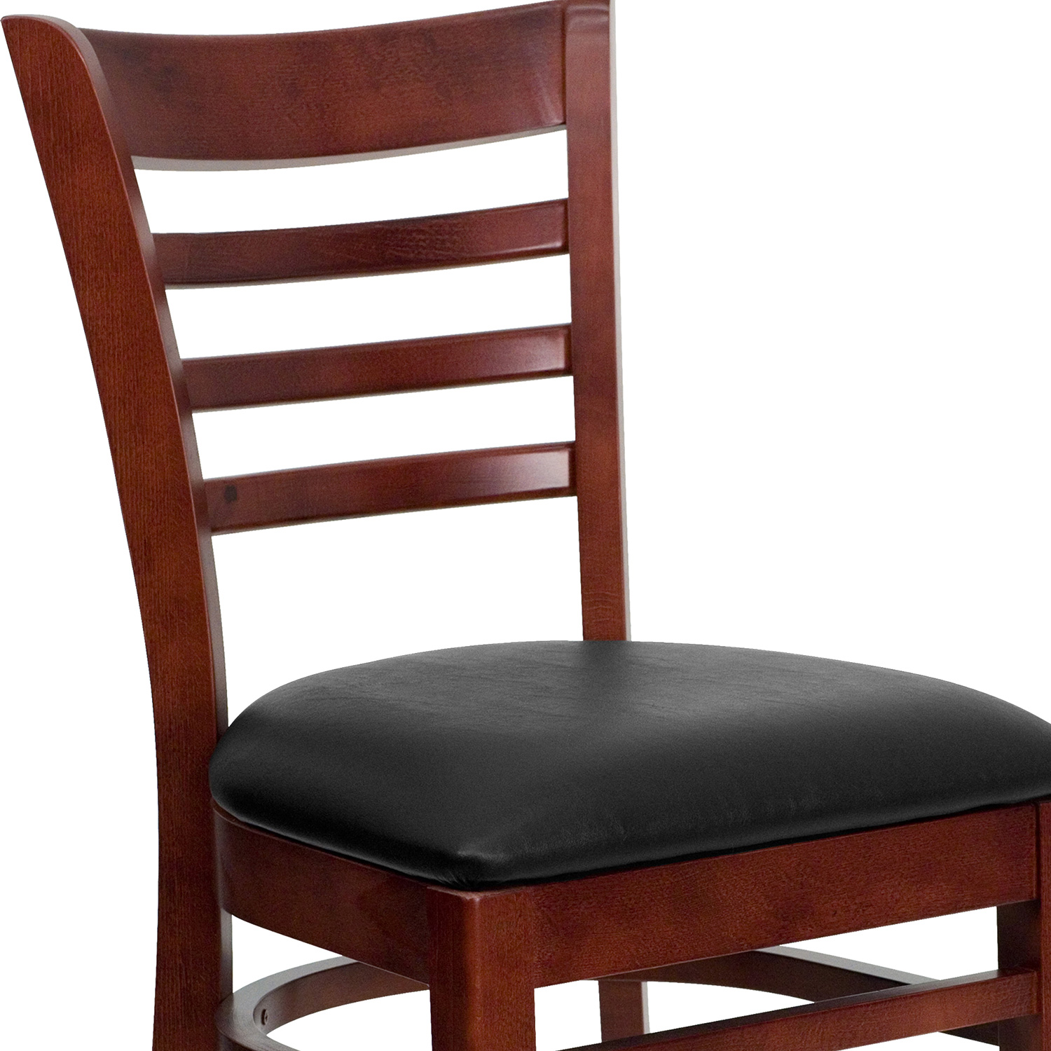 BLNK HERCULES Series Mahogany Wood Ladder Back Restaurant Chair with Vinyl Seat - Black