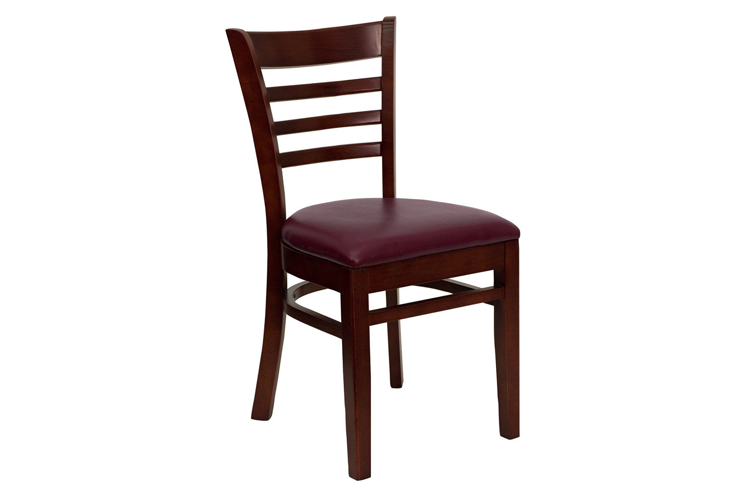 BLNK HERCULES Series Mahogany Wood Ladder Back Restaurant Chair with Vinyl Seat - Burgundy