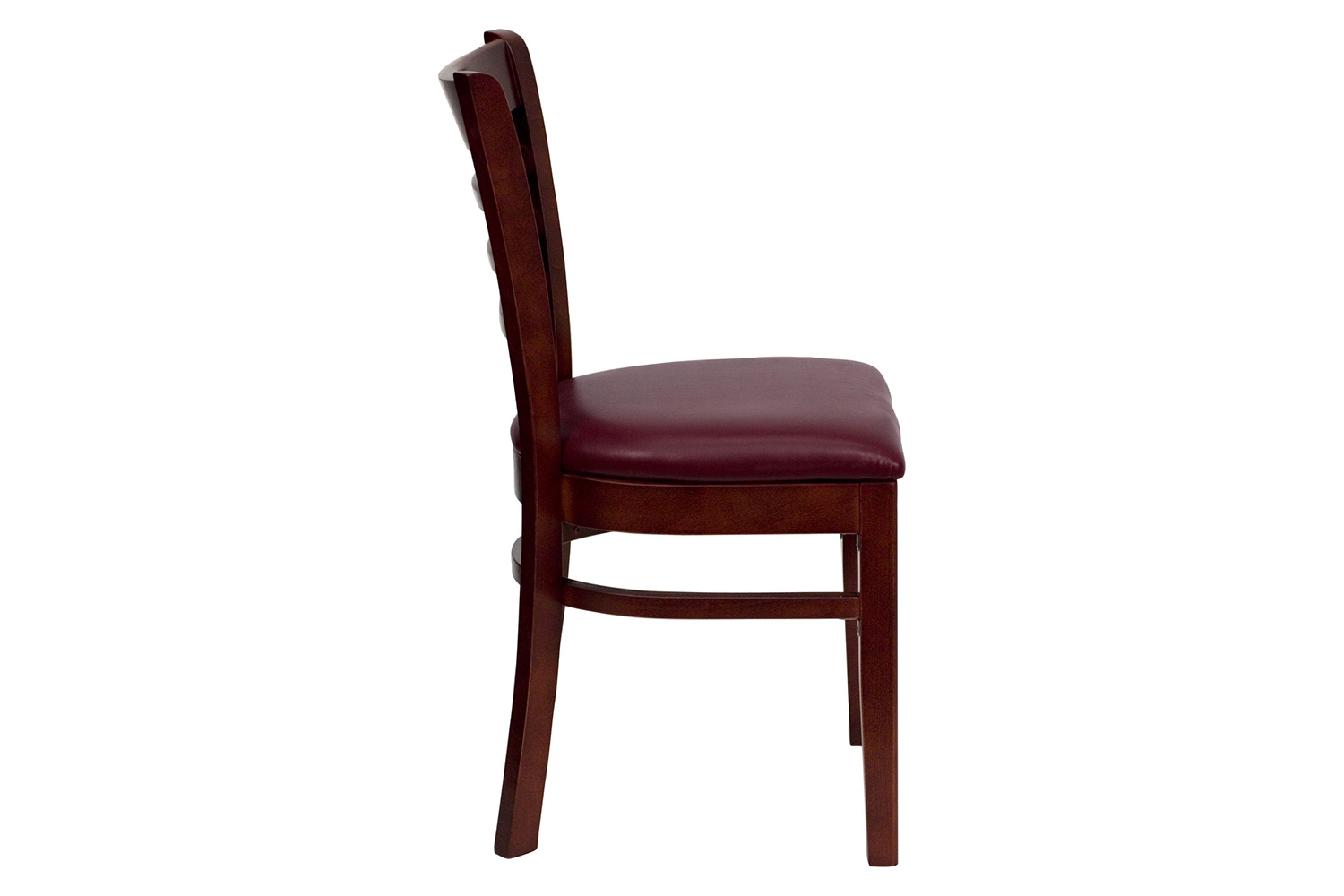 BLNK HERCULES Series Mahogany Wood Ladder Back Restaurant Chair with Vinyl Seat - Burgundy