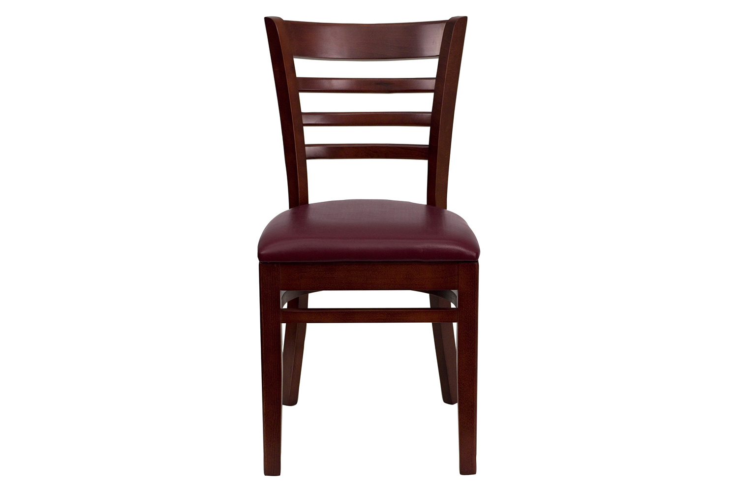 BLNK HERCULES Series Mahogany Wood Ladder Back Restaurant Chair with Vinyl Seat - Burgundy