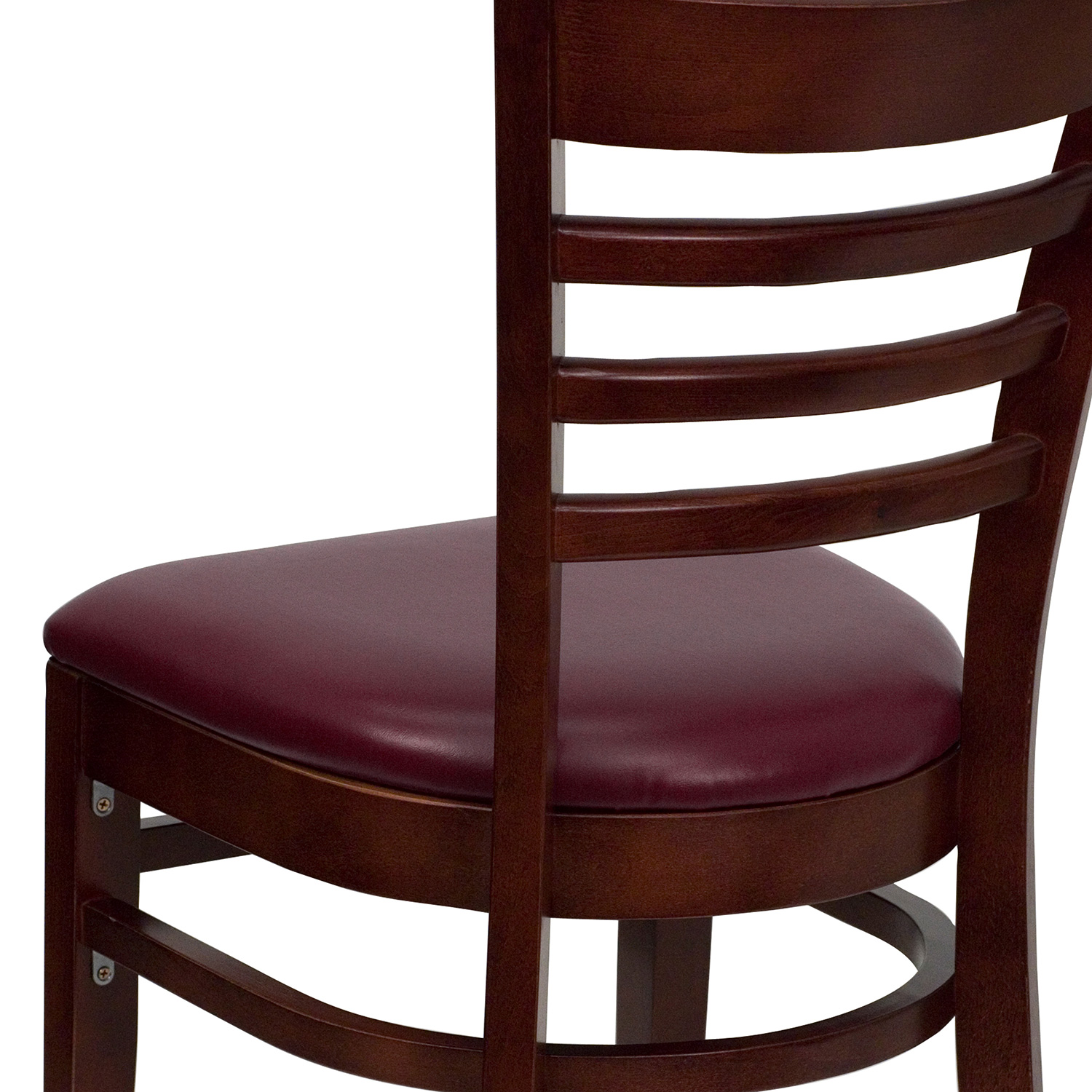 BLNK HERCULES Series Mahogany Wood Ladder Back Restaurant Chair with Vinyl Seat - Burgundy