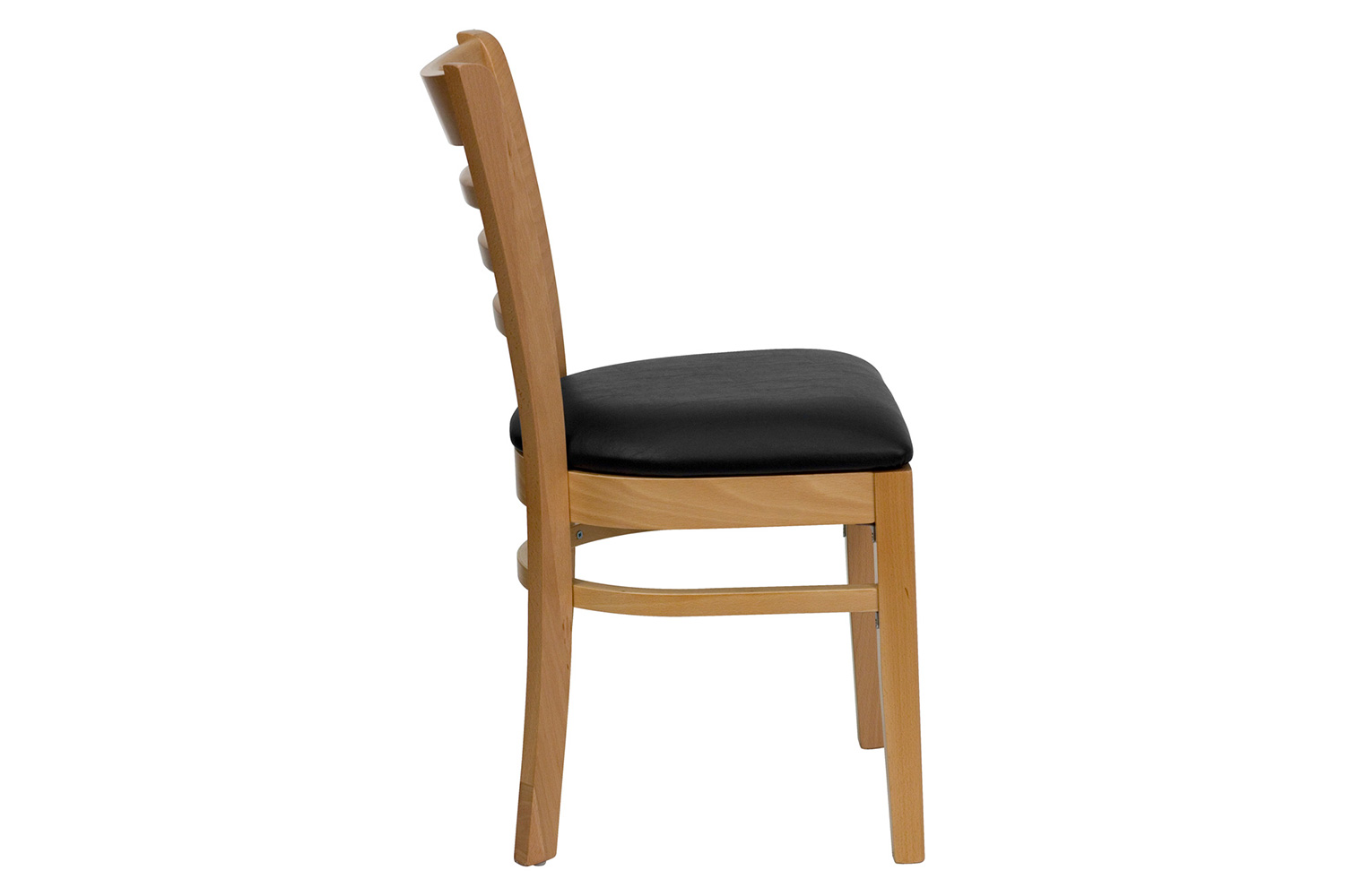 BLNK - HERCULES Series Natural Wood Ladder Back Restaurant Chair with Vinyl Seat