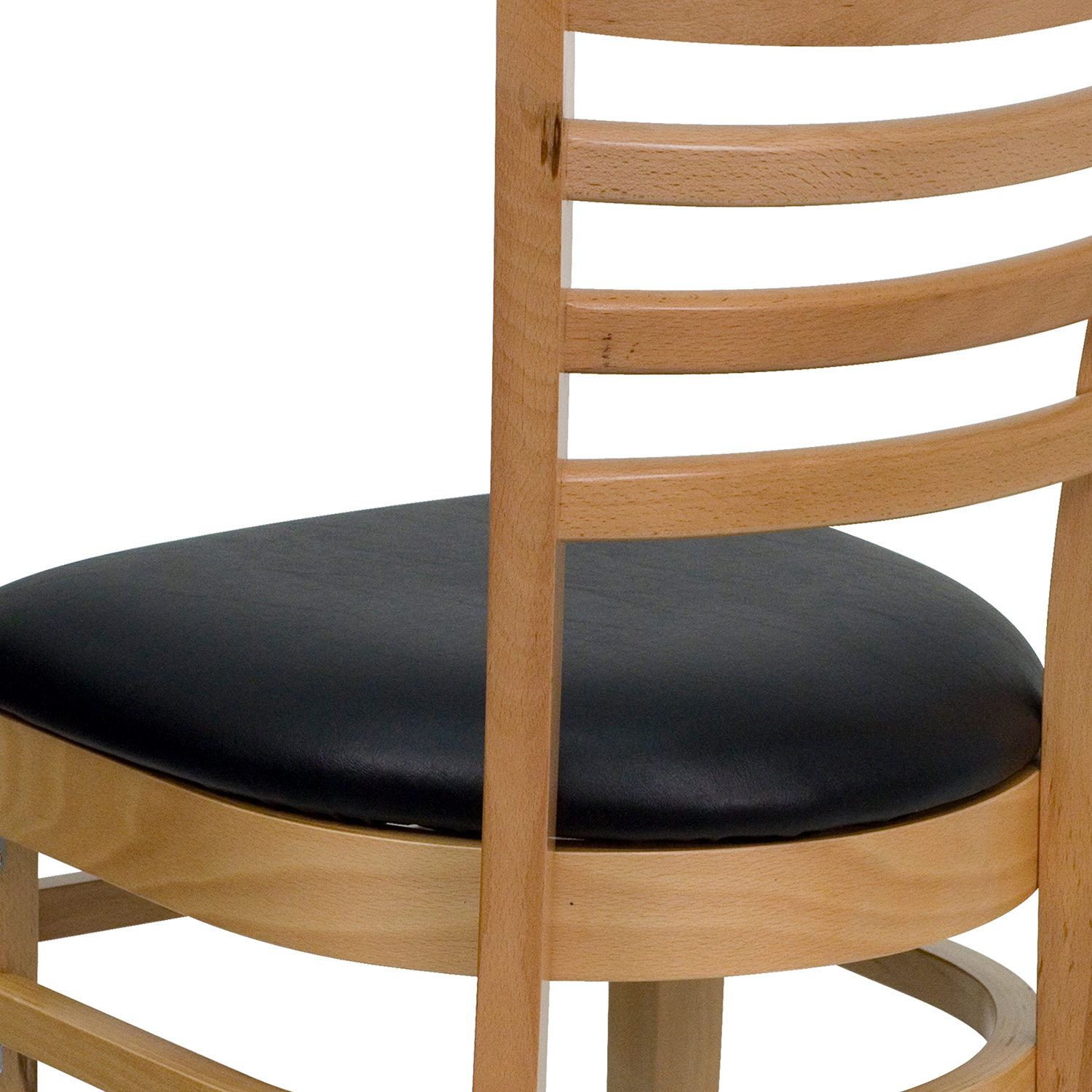 BLNK - HERCULES Series Natural Wood Ladder Back Restaurant Chair with Vinyl Seat