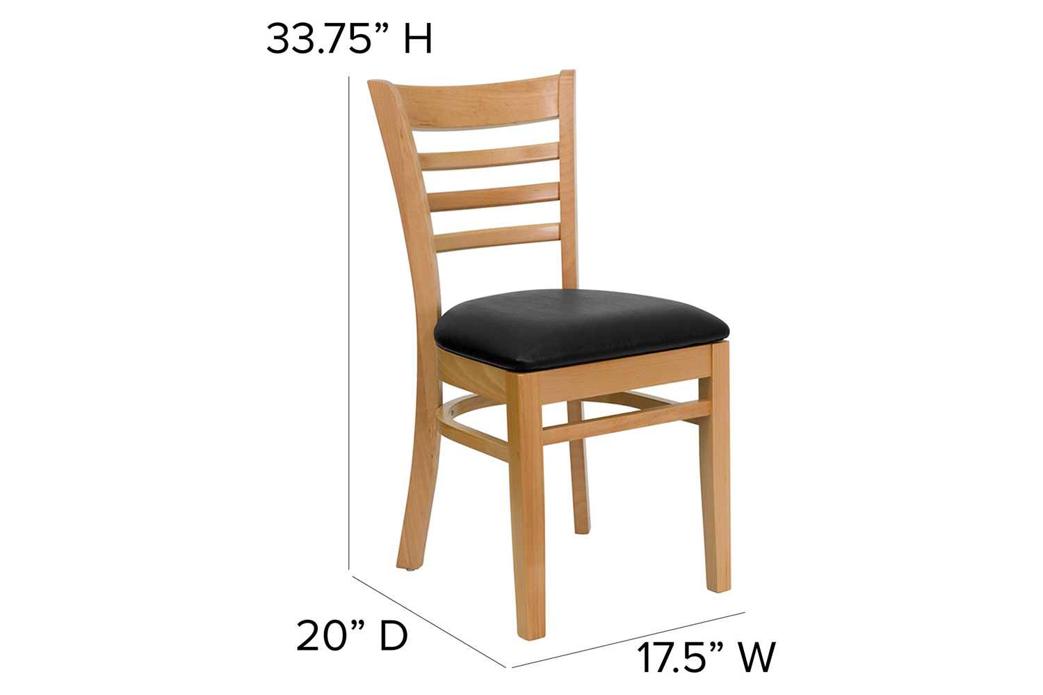 BLNK - HERCULES Series Natural Wood Ladder Back Restaurant Chair with Vinyl Seat