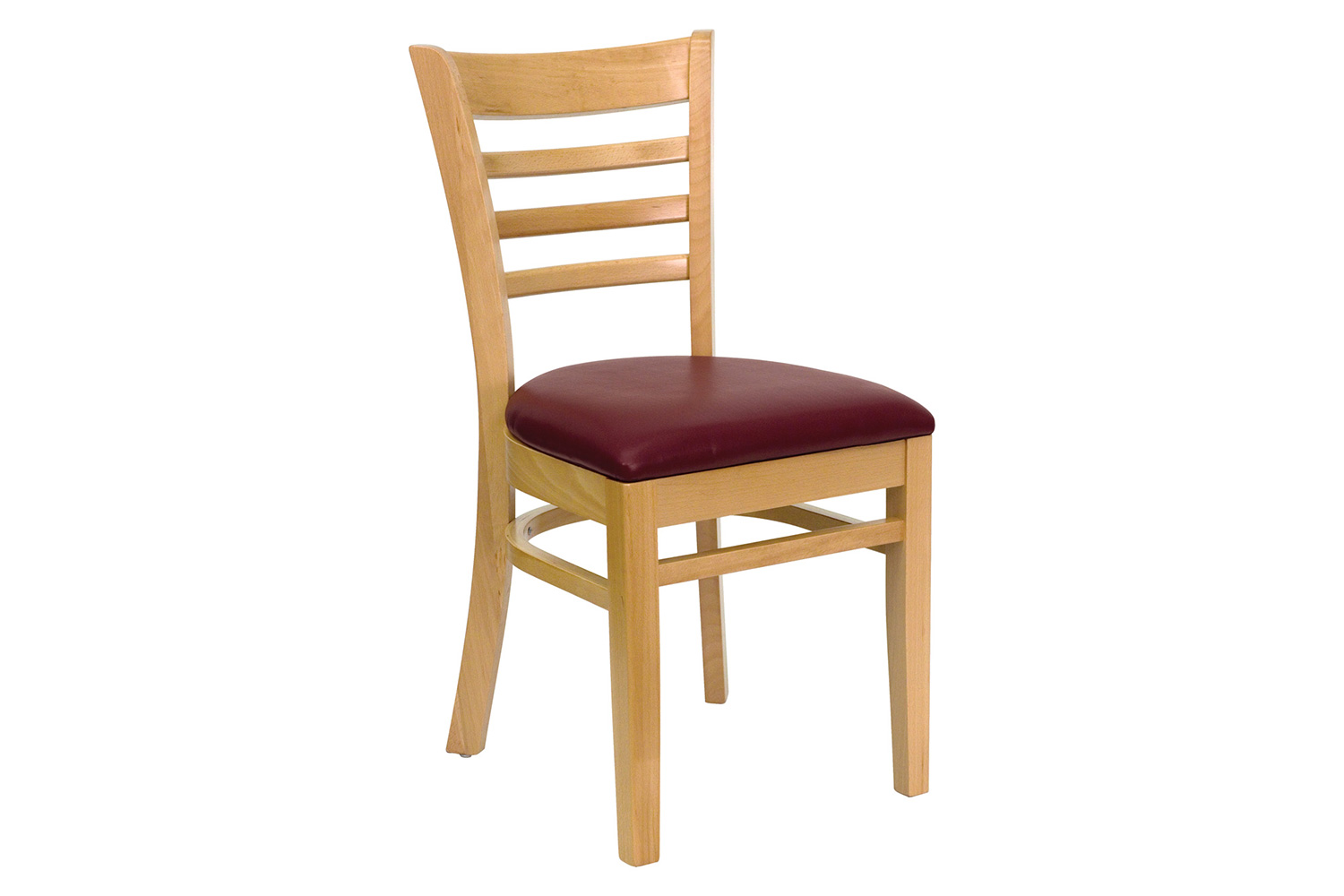 BLNK - HERCULES Series Walnut Wood Ladder Back Natural Restaurant Chair with Vinyl Seat