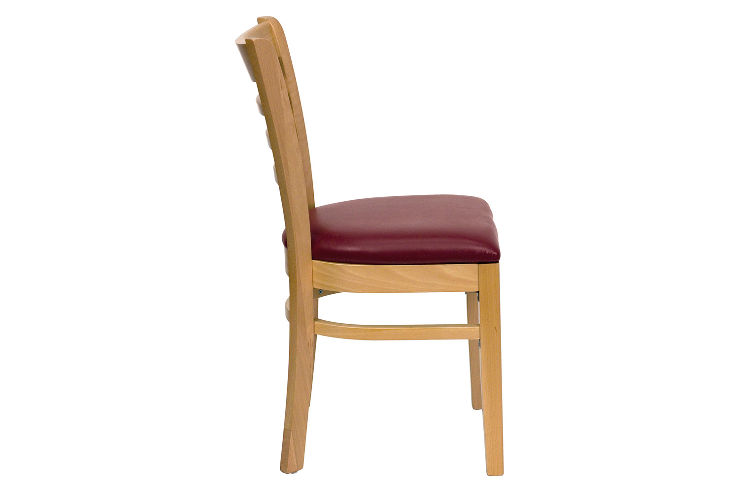 BLNK - HERCULES Series Walnut Wood Ladder Back Natural Restaurant Chair with Vinyl Seat