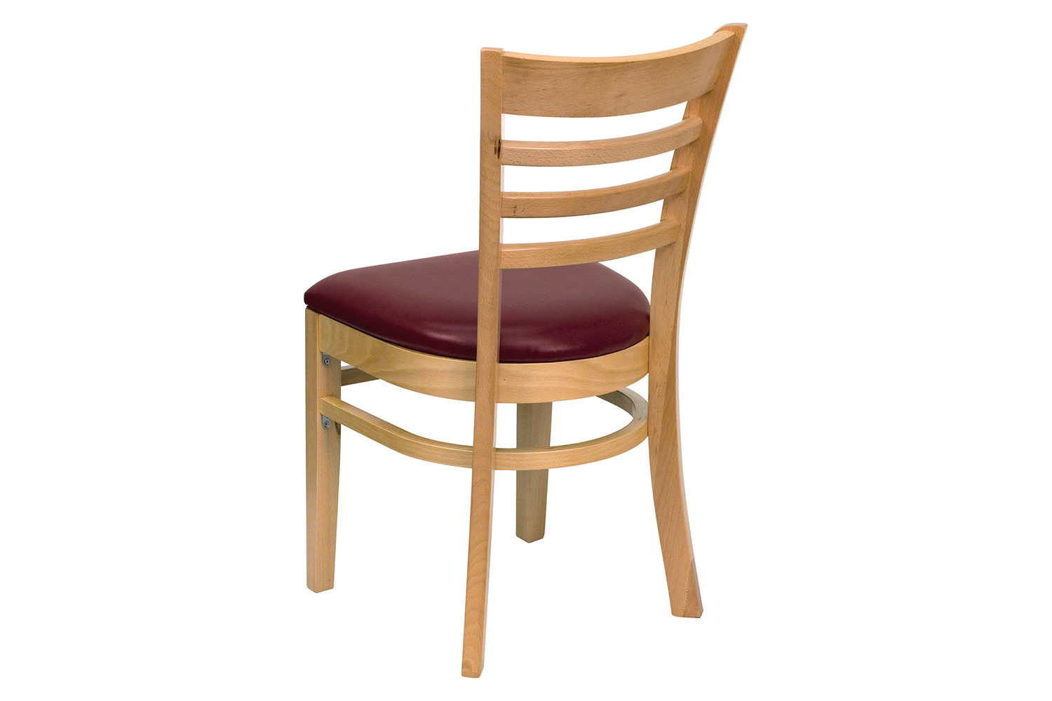 BLNK - HERCULES Series Walnut Wood Ladder Back Natural Restaurant Chair with Vinyl Seat