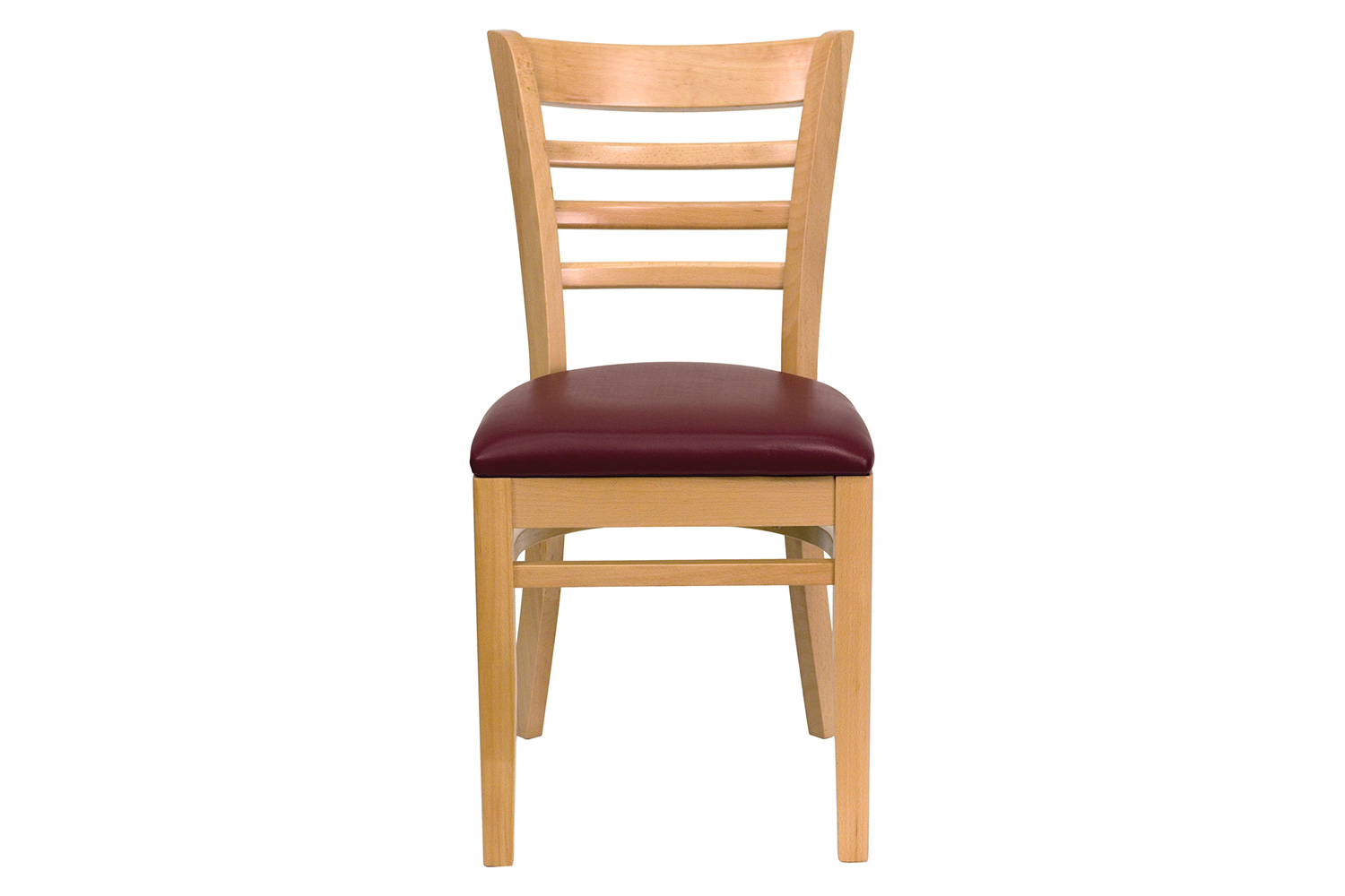 BLNK - HERCULES Series Walnut Wood Ladder Back Natural Restaurant Chair with Vinyl Seat