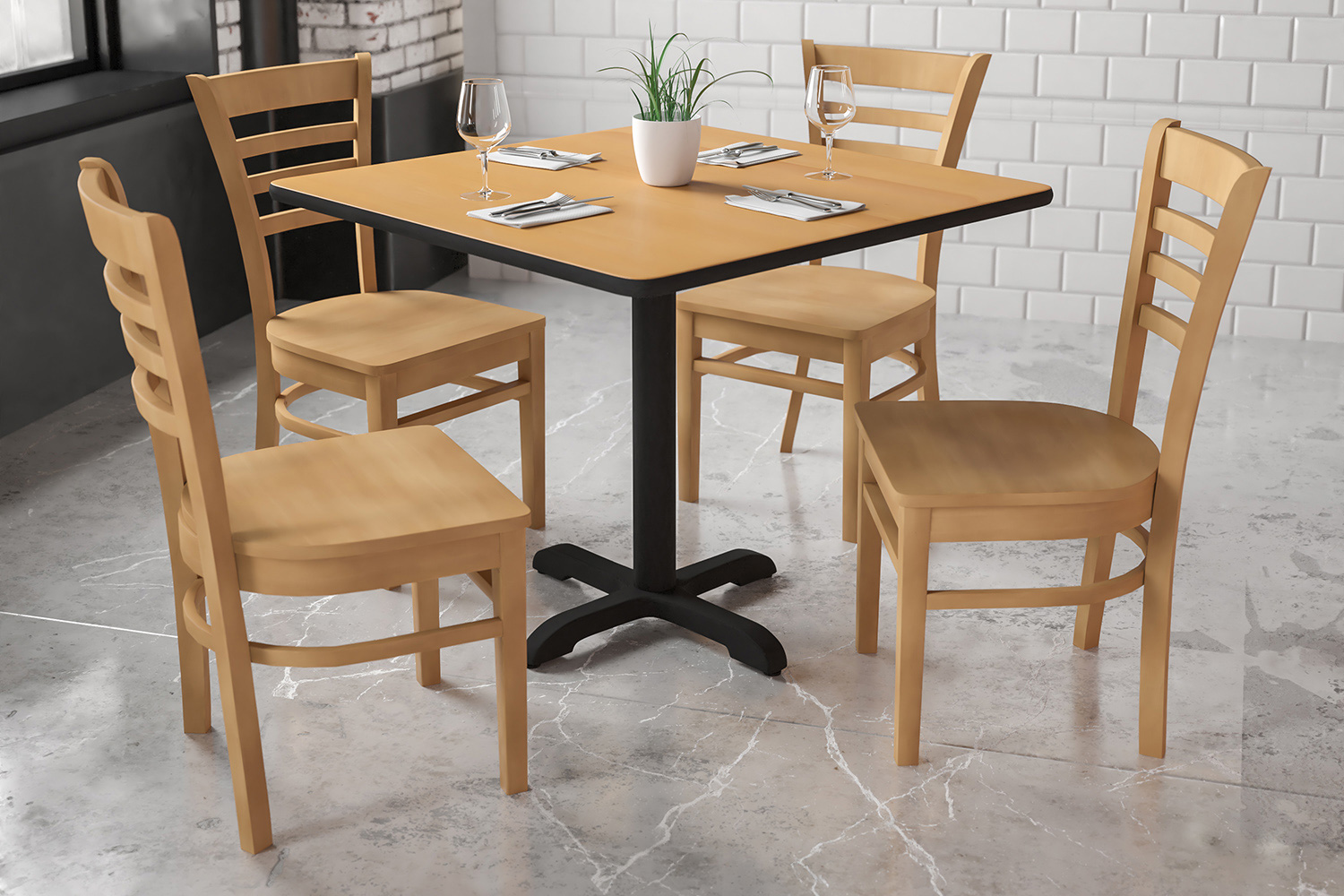 BLNK HERCULES Series Wood Ladder Back Restaurant Chair