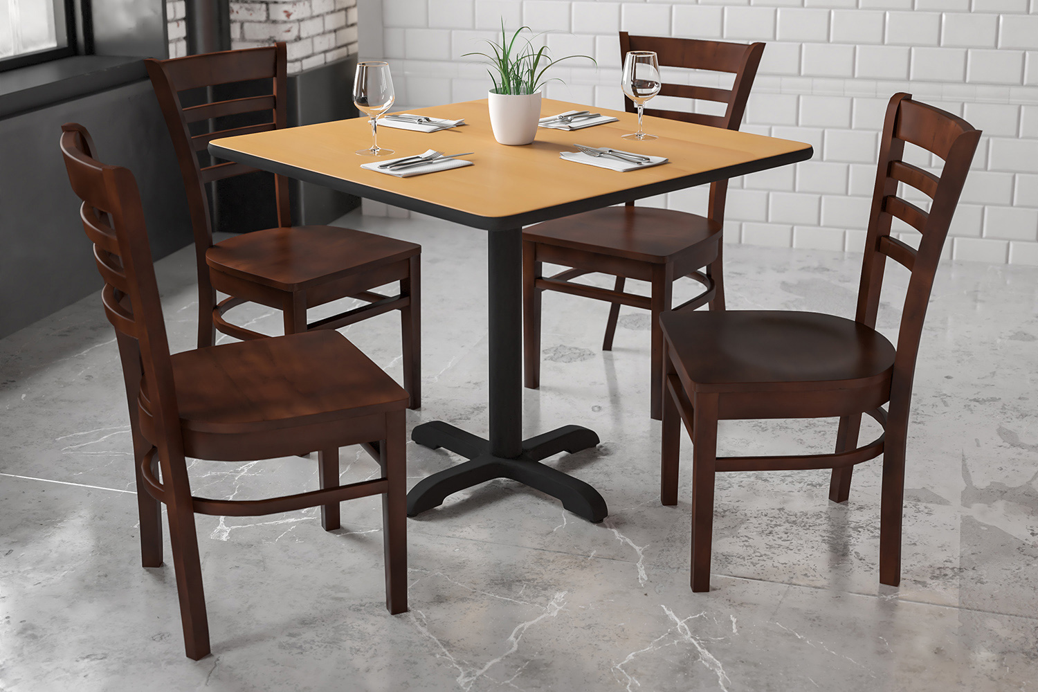 BLNK HERCULES Series Wood Ladder Back Restaurant Chair