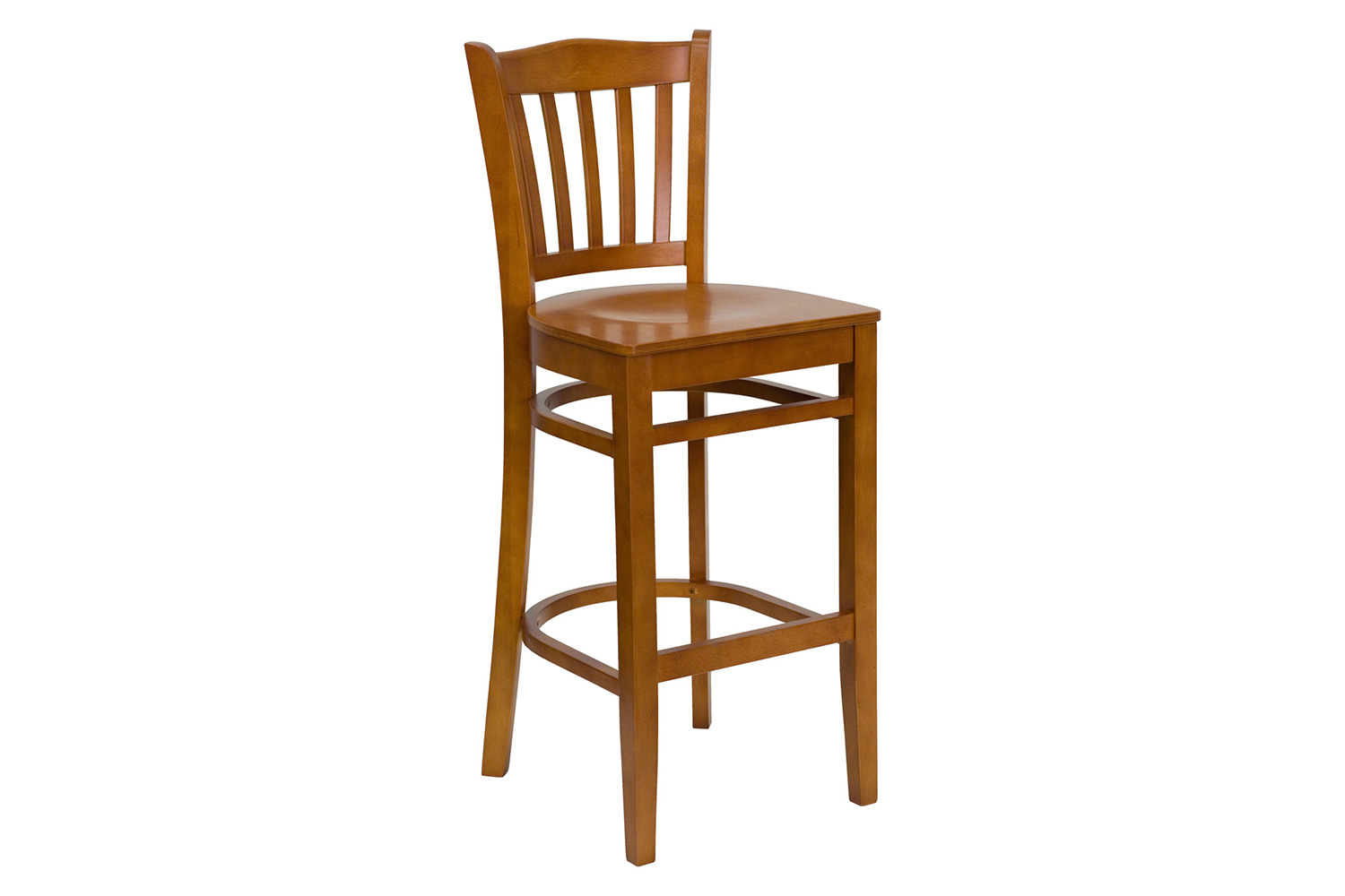 BLNK - HERCULES Series Cherry Wood Vertical Slat Back Restaurant Bar Stool