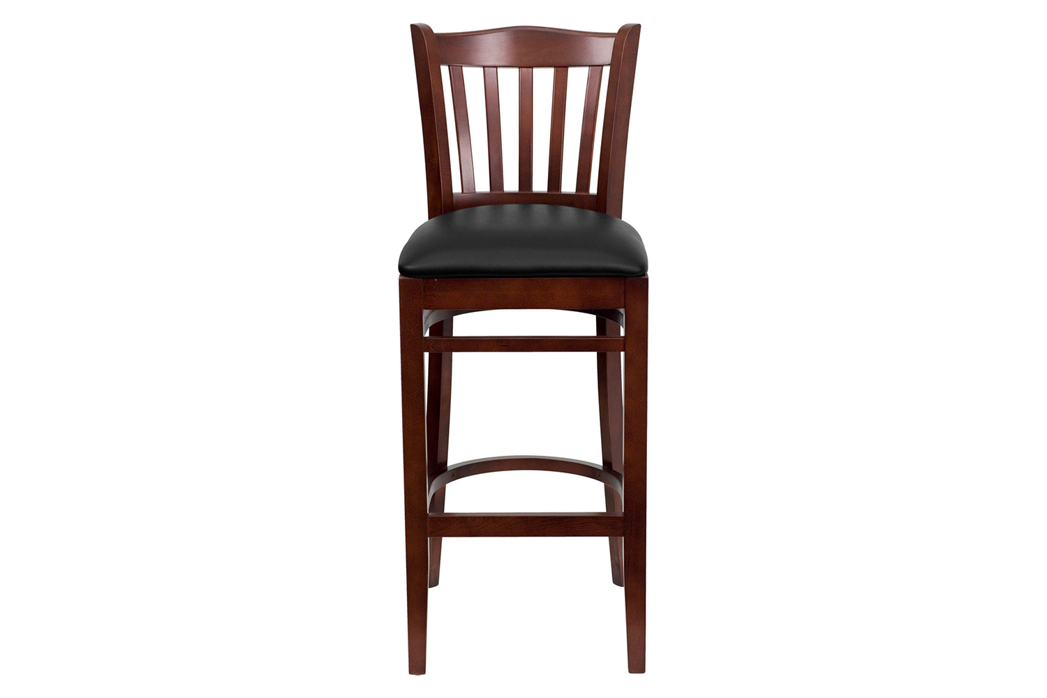 BLNK HERCULES Series Mahogany Wood Vertical Slat Back Restaurant Bar Stool with Vinyl Seat - Black