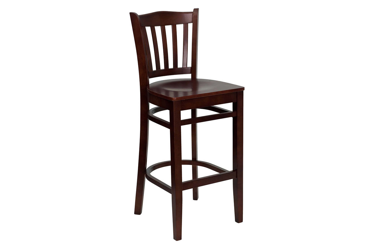 BLNK HERCULES Series Wood Vertical Slat Back Restaurant Bar Stool - Mahogany