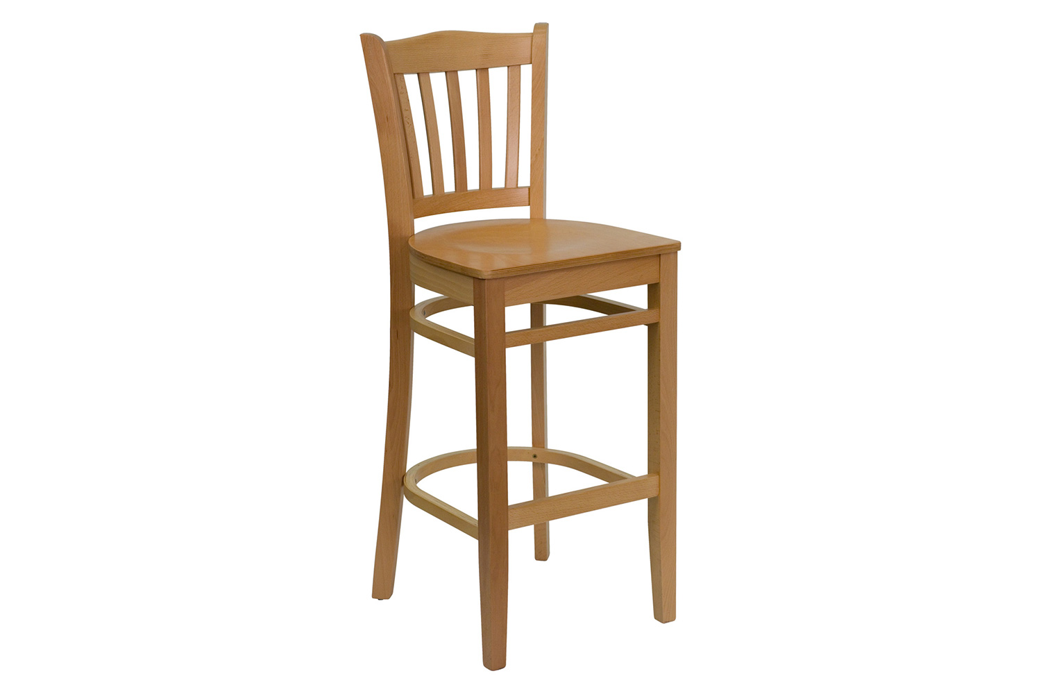 BLNK HERCULES Series Wood Vertical Slat Back Restaurant Bar Stool - Natural