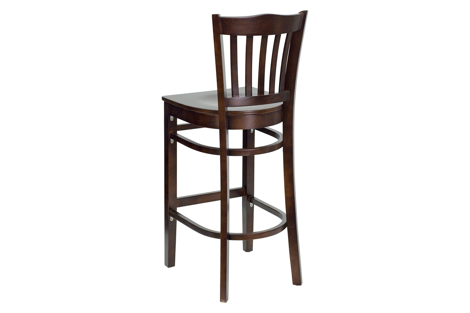 BLNK HERCULES Series Wood Vertical Slat Back Restaurant Bar Stool - Walnut