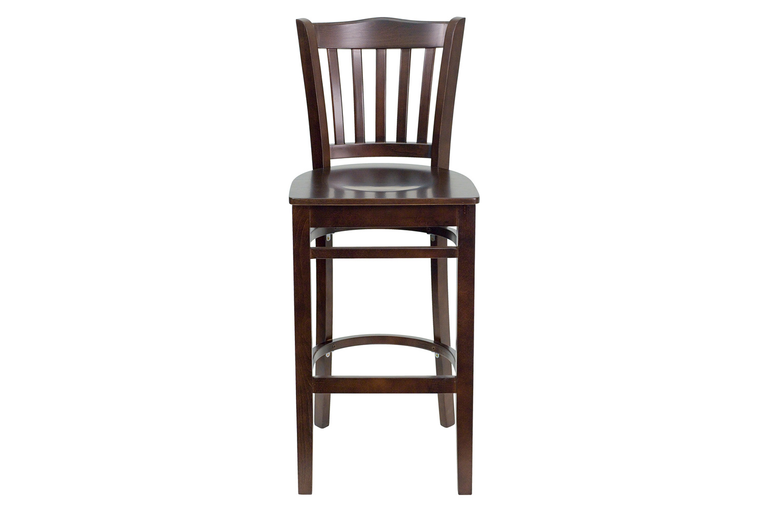 BLNK HERCULES Series Wood Vertical Slat Back Restaurant Bar Stool - Walnut