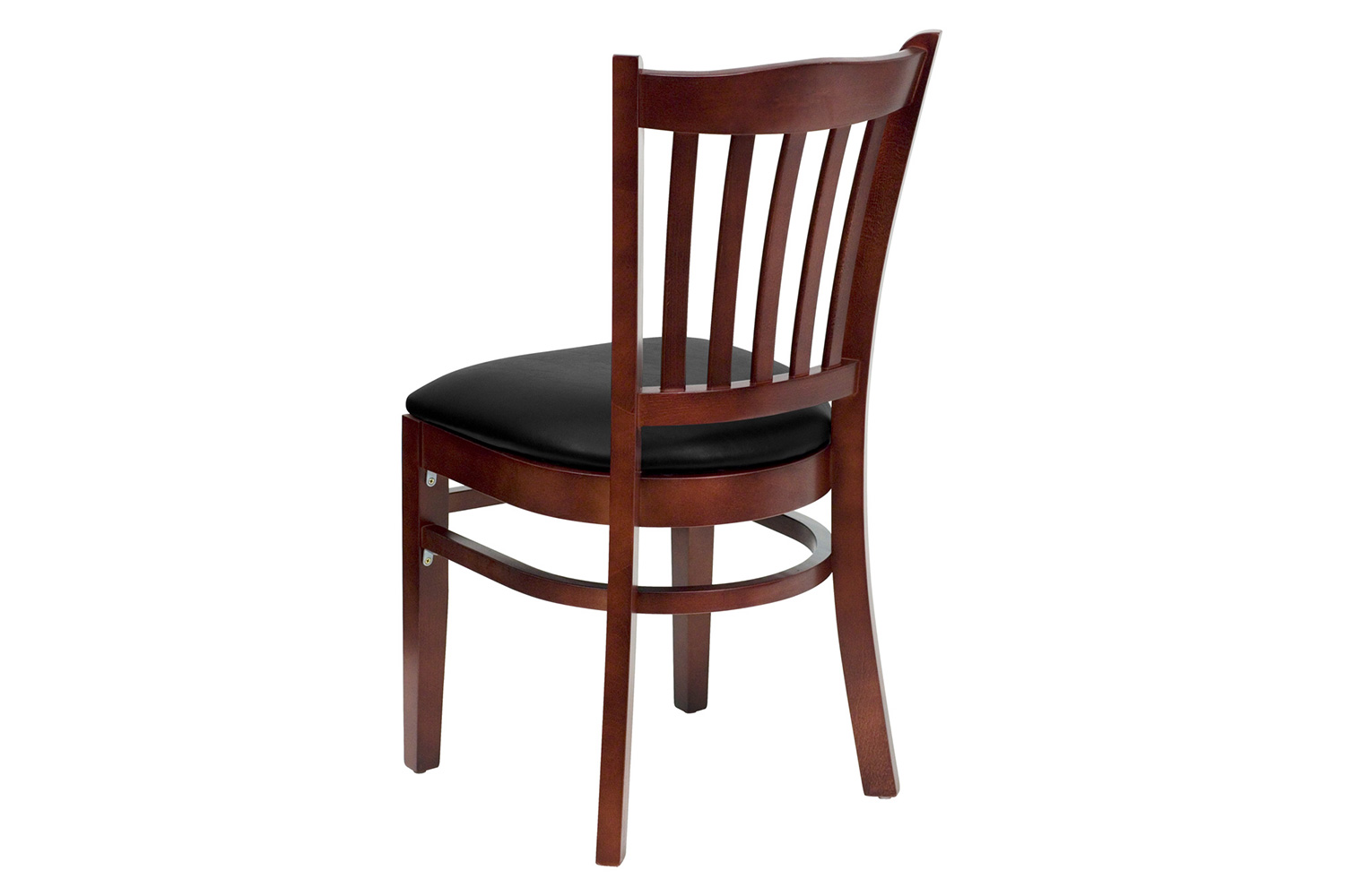 BLNK HERCULES Series Mahogany Wood Vertical Slat Back Restaurant Chair with Vinyl Seat - Black