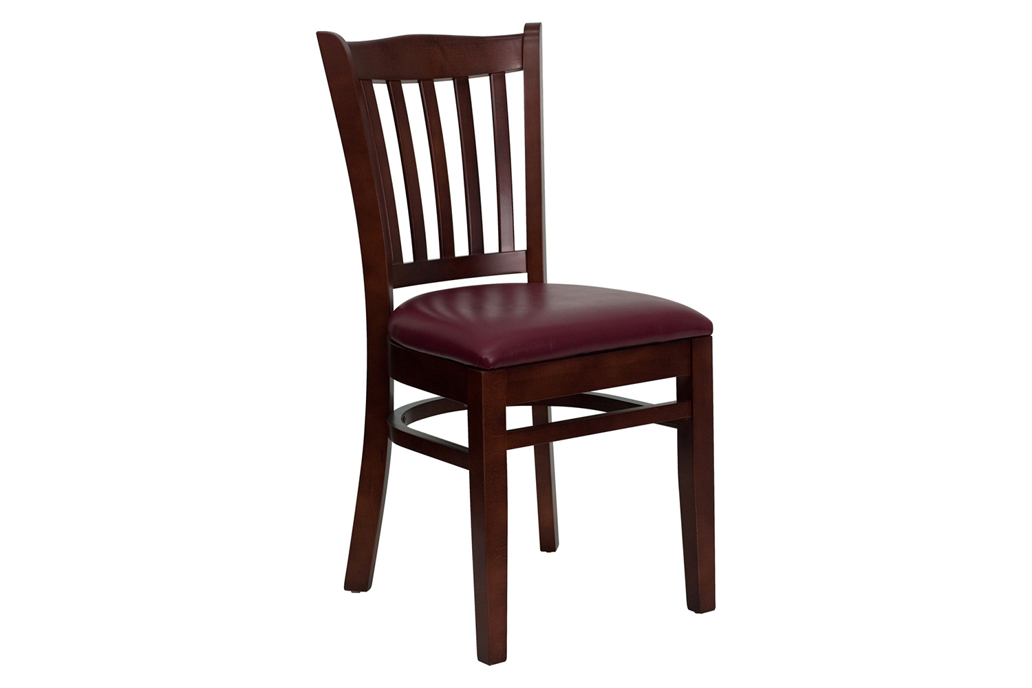 BLNK HERCULES Series Mahogany Wood Vertical Slat Back Restaurant Chair with Vinyl Seat