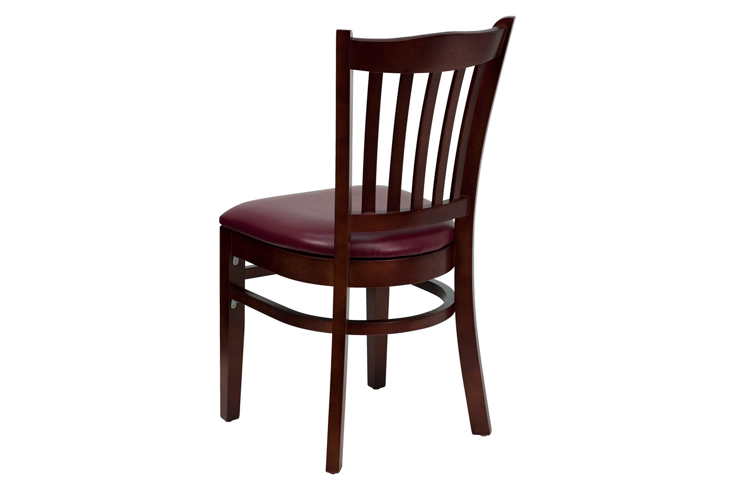 BLNK HERCULES Series Mahogany Wood Vertical Slat Back Restaurant Chair with Vinyl Seat - Burgundy