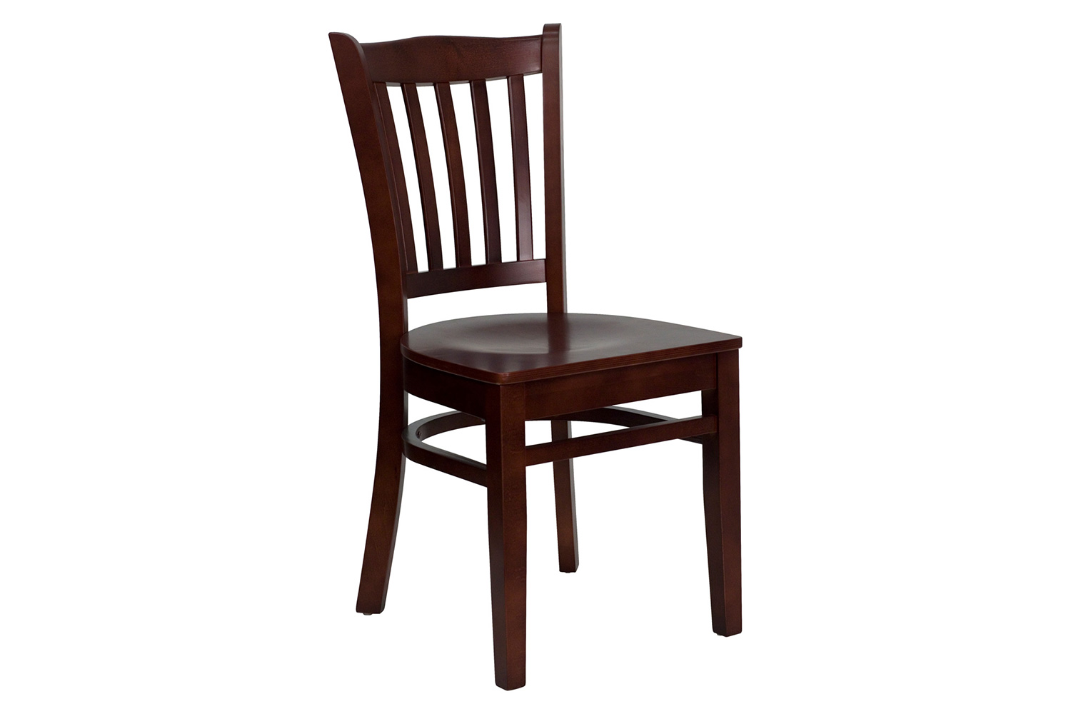 BLNK HERCULES Series Wood Vertical Slat Back Restaurant Chair - Mahogany