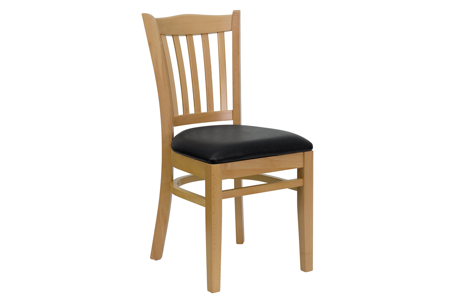 BLNK HERCULES Series Natural Wood Vertical Slat Back Restaurant Chair with Vinyl Seat