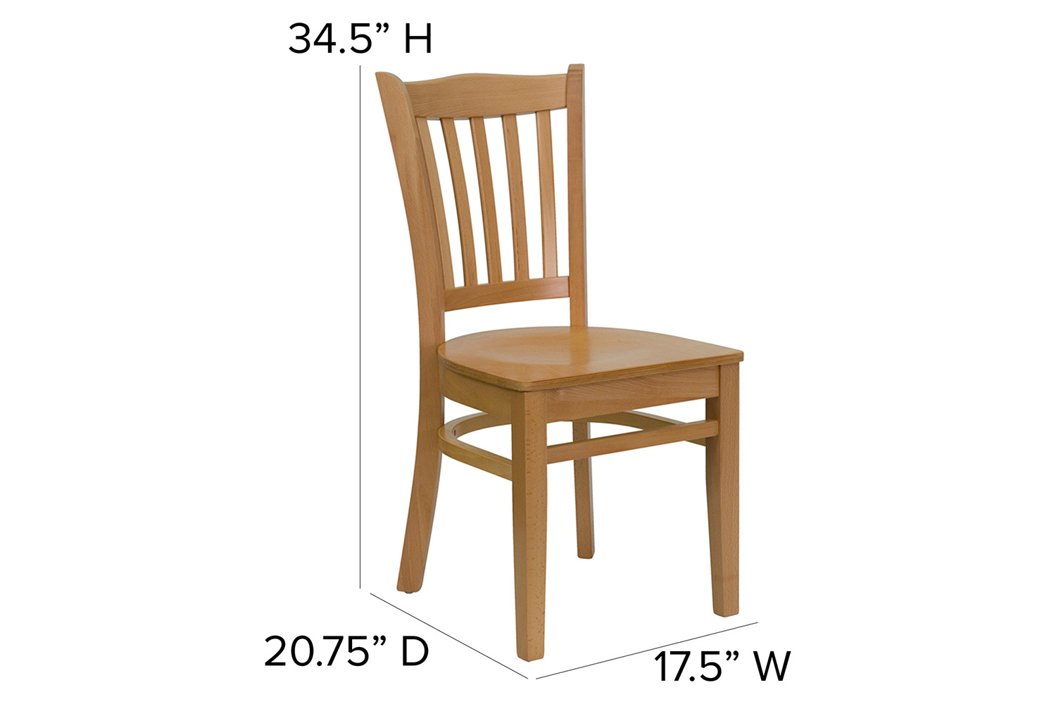 BLNK HERCULES Series Wood Vertical Slat Back Restaurant Chair - Natural