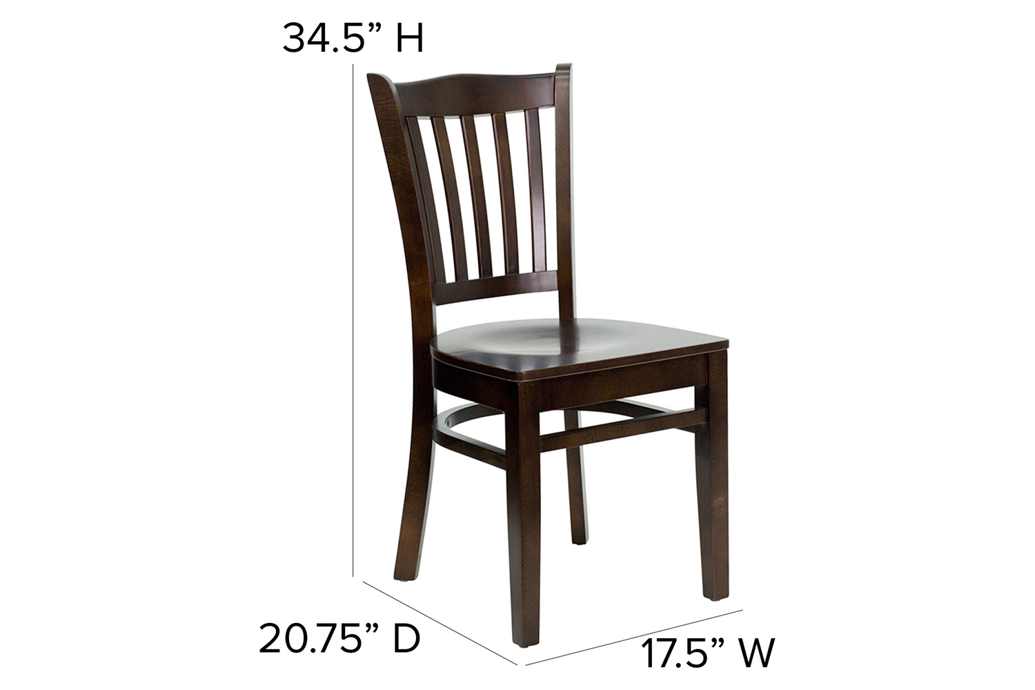 BLNK HERCULES Series Wood Vertical Slat Back Restaurant Chair - Walnut