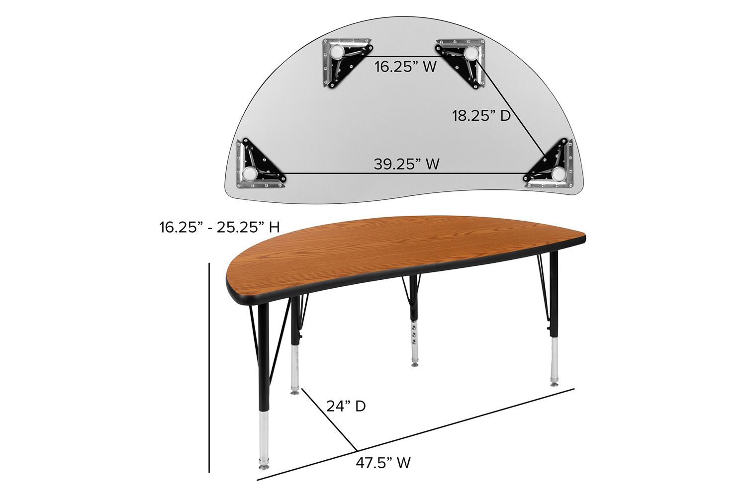 BLNK Emmy Oval Thermal Laminate Wave Flexible Activity Table Set with Chairs - Oak, 76"L, with 14" Student Stack Chairs