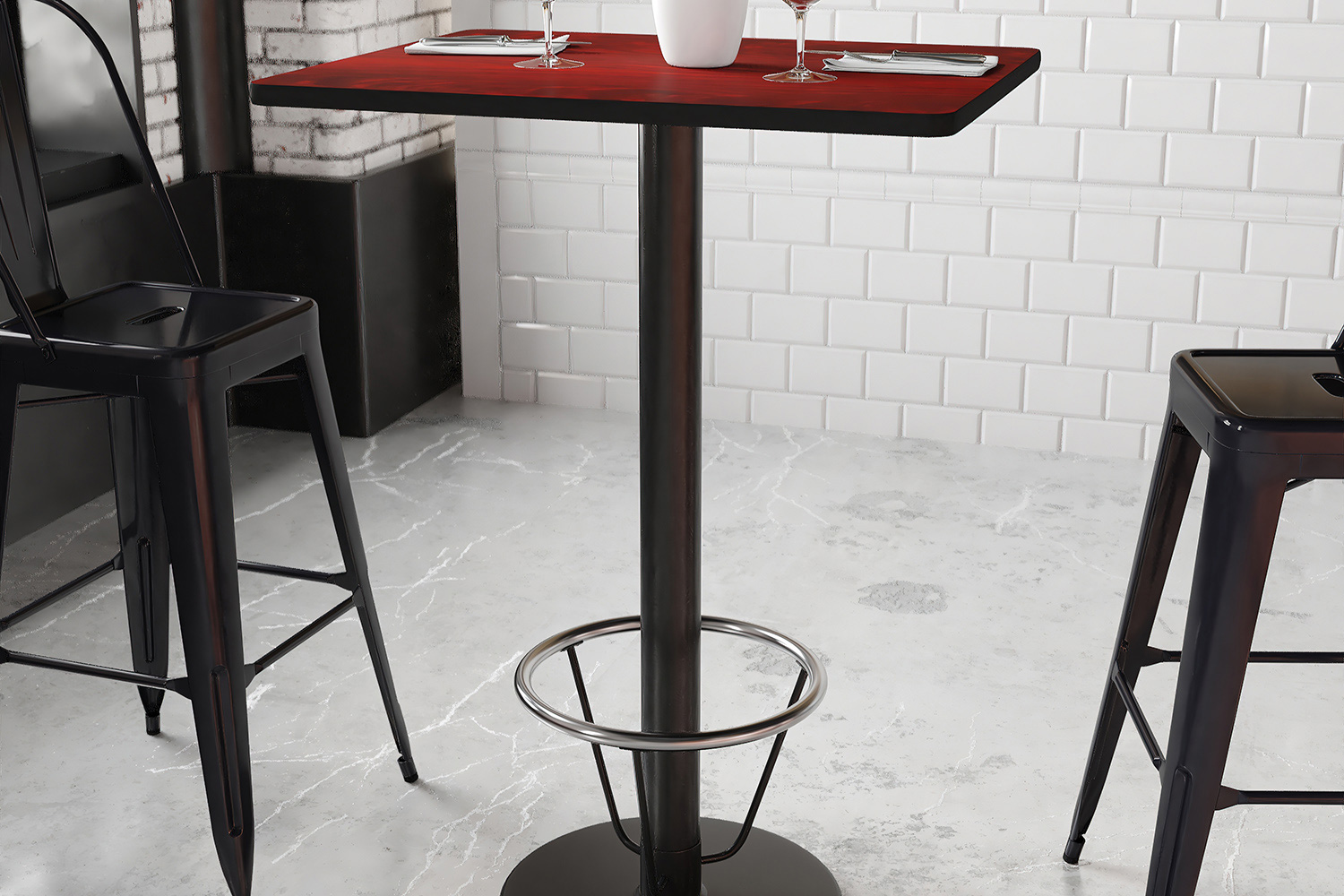 BLNK Rectangular Bar Height Table with 18'' Round Base