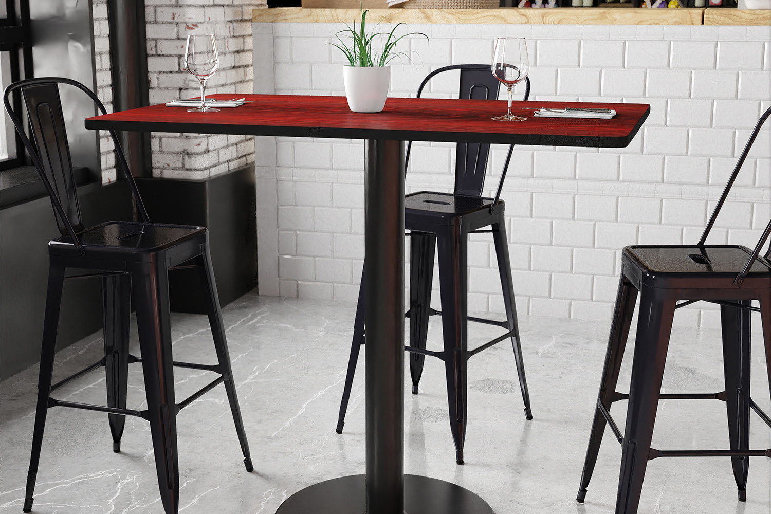 BLNK Rectangular Bar Height Table with 24'' Round Base